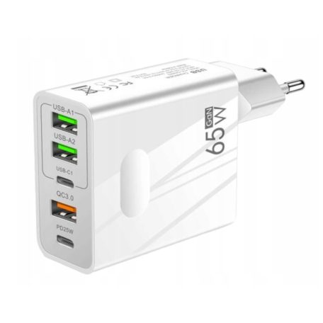 65W-os 5 portos USB gyorstöltő iPhone-hoz Samsung Xiaomi Huawei készülékekhez