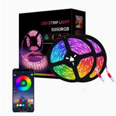   10 méteres 12V-os WiFi-s, telefonról irányítható RGB LED szalag adapterrel (SMD 5050 LED)